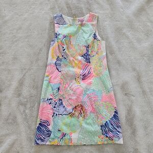 LILLY Pullitzer Neon Linen Mini Dress Preppy Colorful Mod Dress 2016 Gold